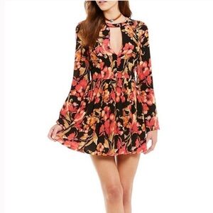 Free People Tegan Printed Cutout Mini Dress